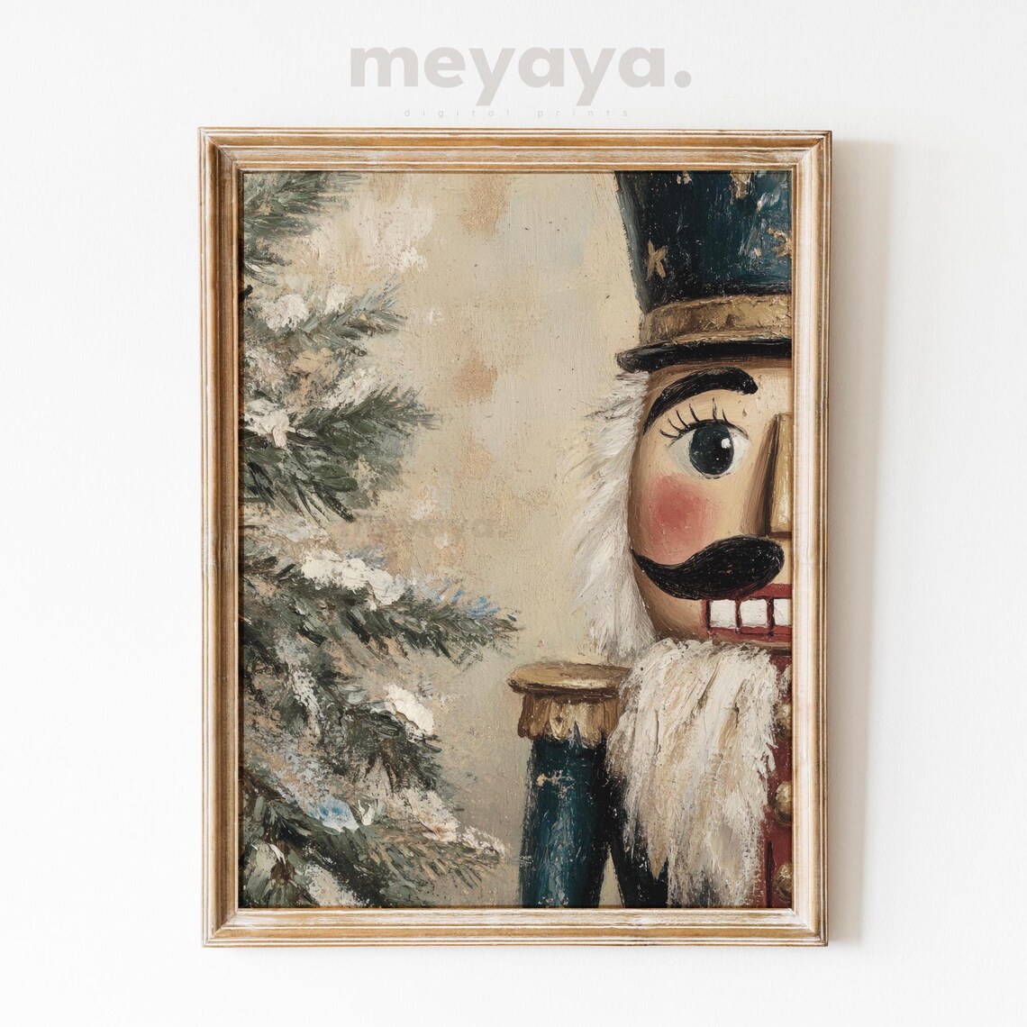 Nutcracker Painting Vintage Christmas Art Print
