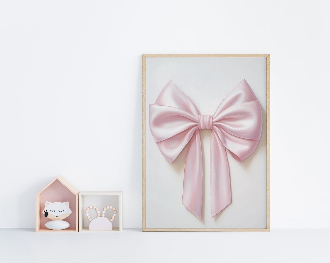 Wide Pink Satin Bow Coquette Preppy Chic Minimalist Art Poster - Image 6