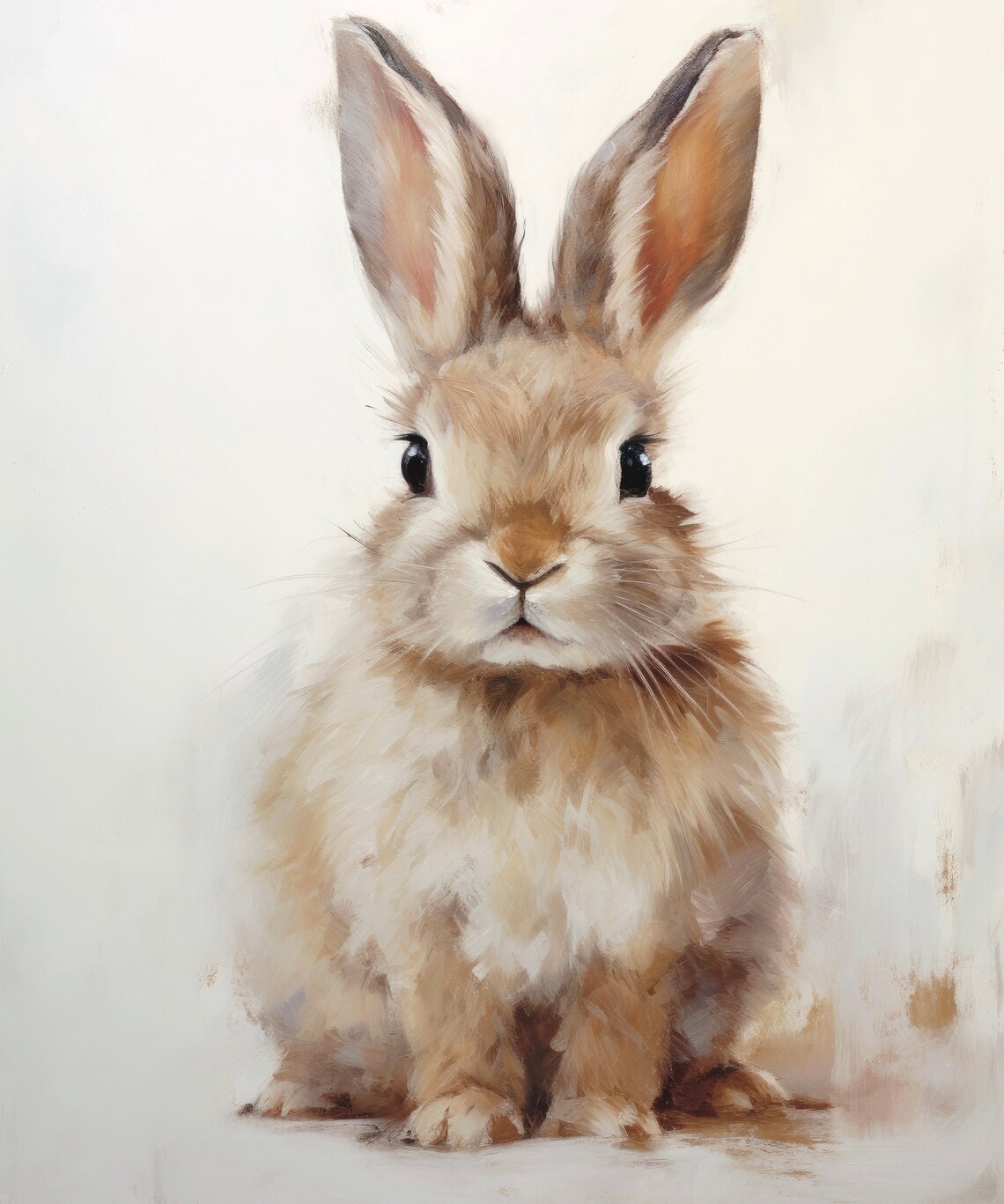 Cute Baby Bunny Portrait Watercolor On Cream Background Nursery Poster - Image 6