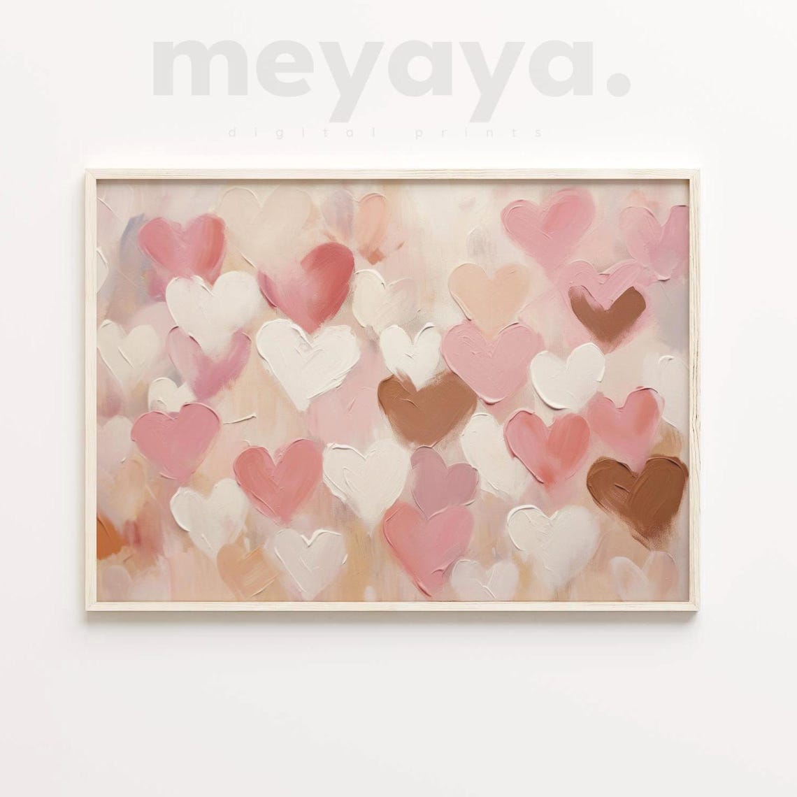Vintage Valentines Wall Art Pink Heart Painting Love Heart Print Moody Valentine Decor Girly Preppy Heart Art Print Instant Download - Image 3