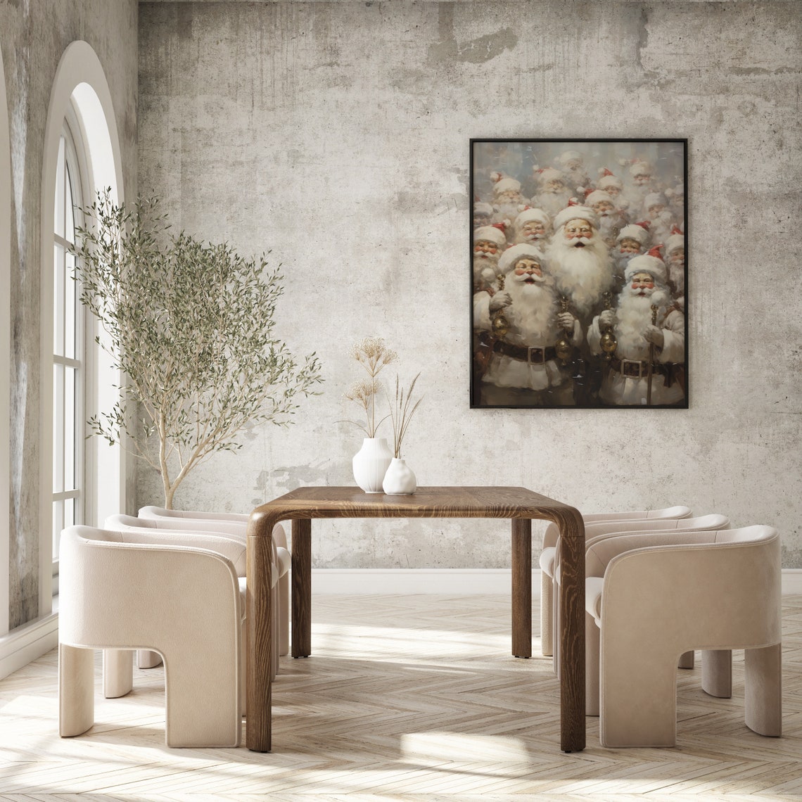 Oil Painting Santa Claus Printable Holiday Season Decor Vintage Santa Painting Download Farmhouse Christmas Print Santa Poster - Image 3