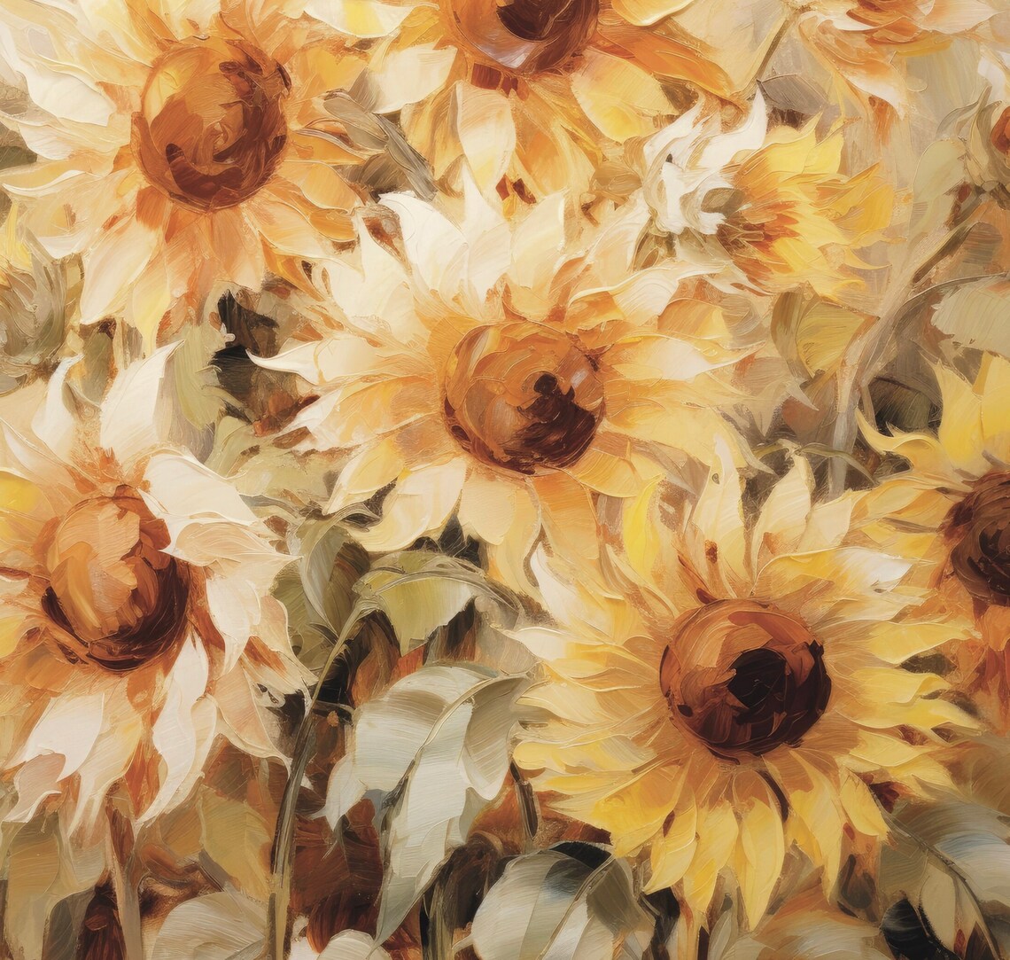 Golden Sunflowers Close Up Soft Painterly Summer Floral Poster - Image 6