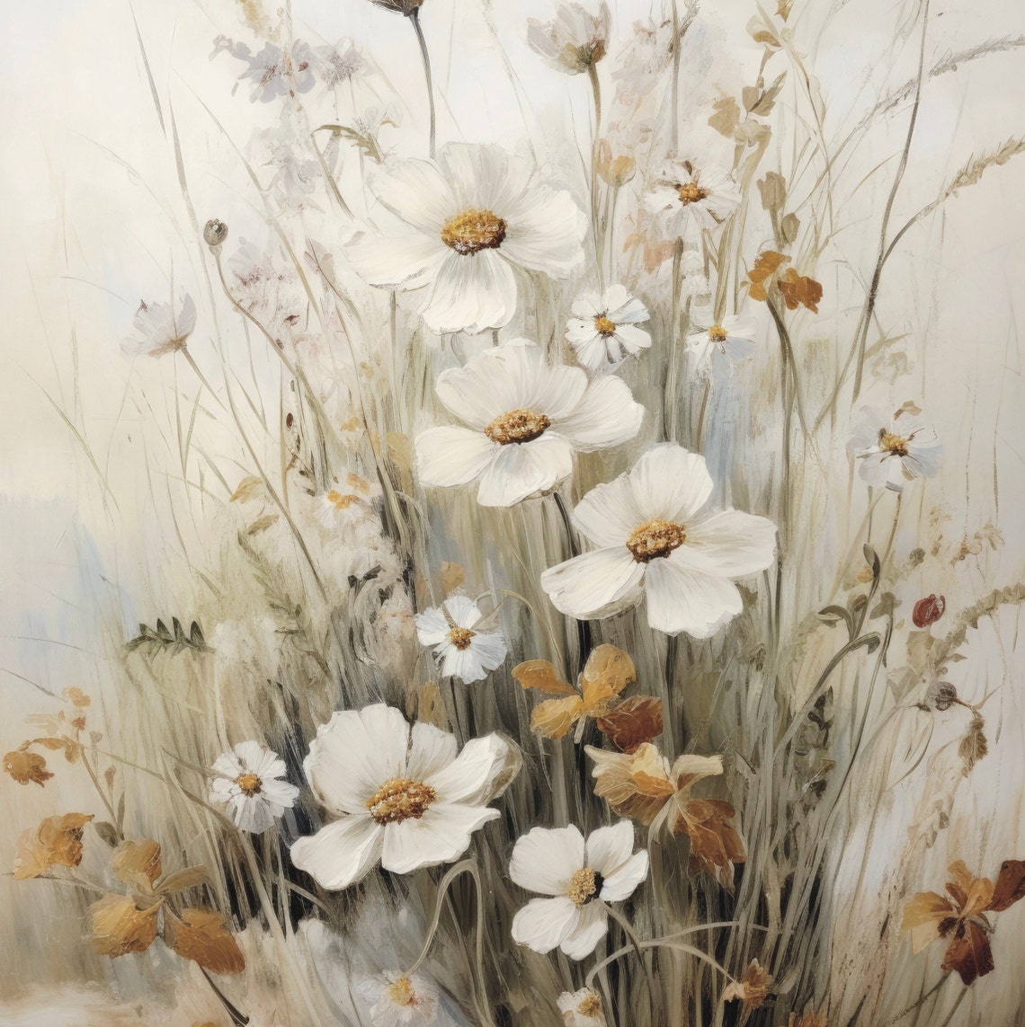 Vintage Flower Painting Floral Print Oil Painting Flowers Print Farmhouse Country Decor Spring Wall Art Neutral Art Flowers - Image 6