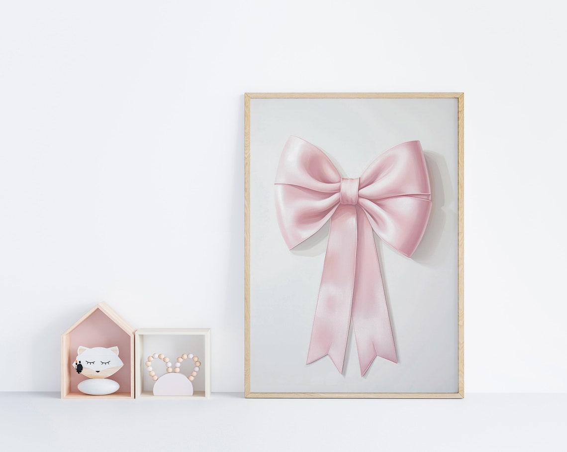 Large Pink Satin Bow Coquette Pastel Trendy Minimalist Poster - Image 6