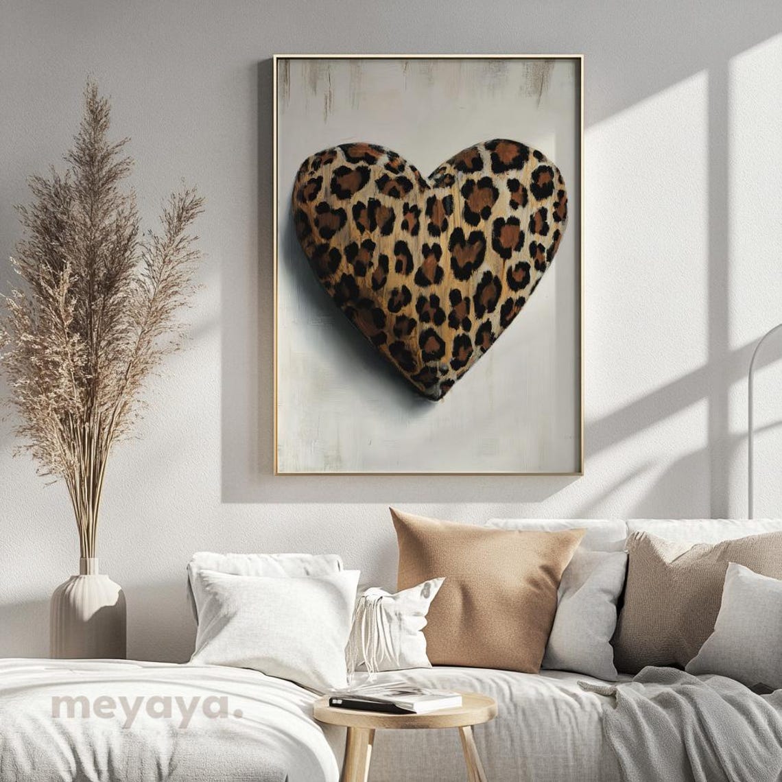 Leopard Heart Bold Funky Vintage Romantic Valentines Wall Print - Image 2