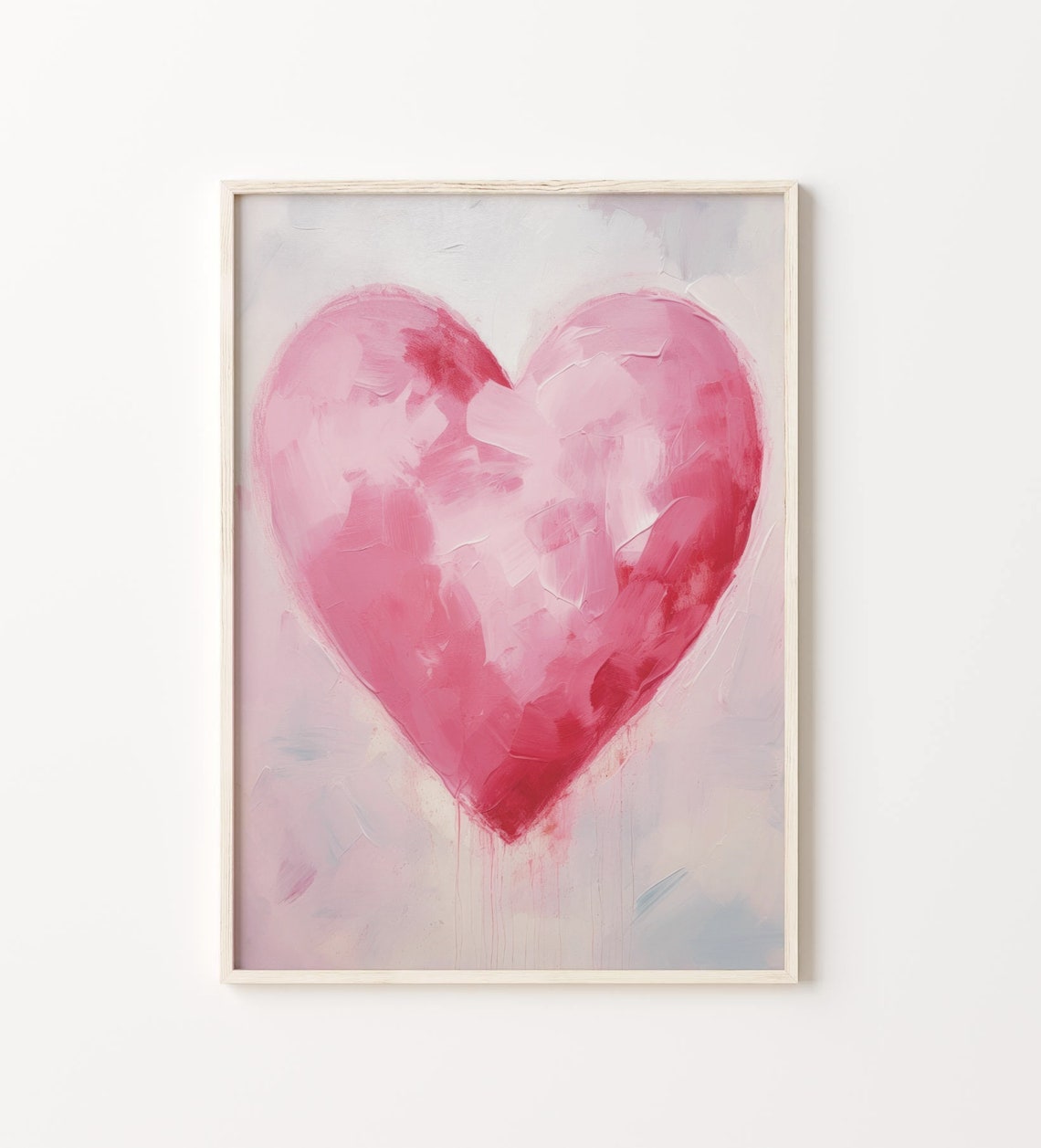 Large Pink Impasto Heart Soft Blush Romantic Valentine Poster - Image 4