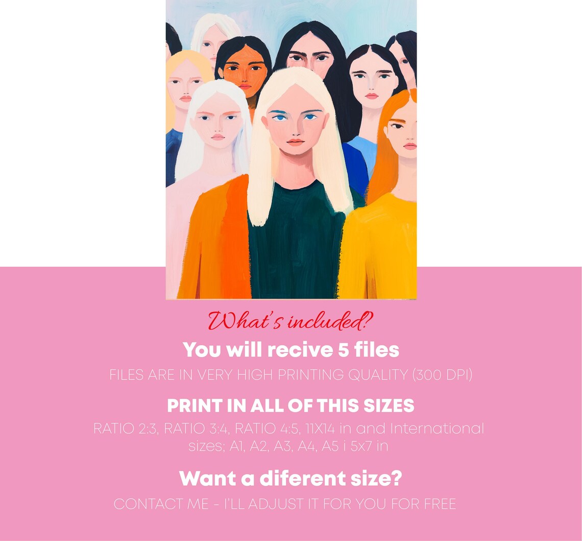Diverse Women Crowd Portraits Colorful Modern Empowerment Art Poster - Image 5