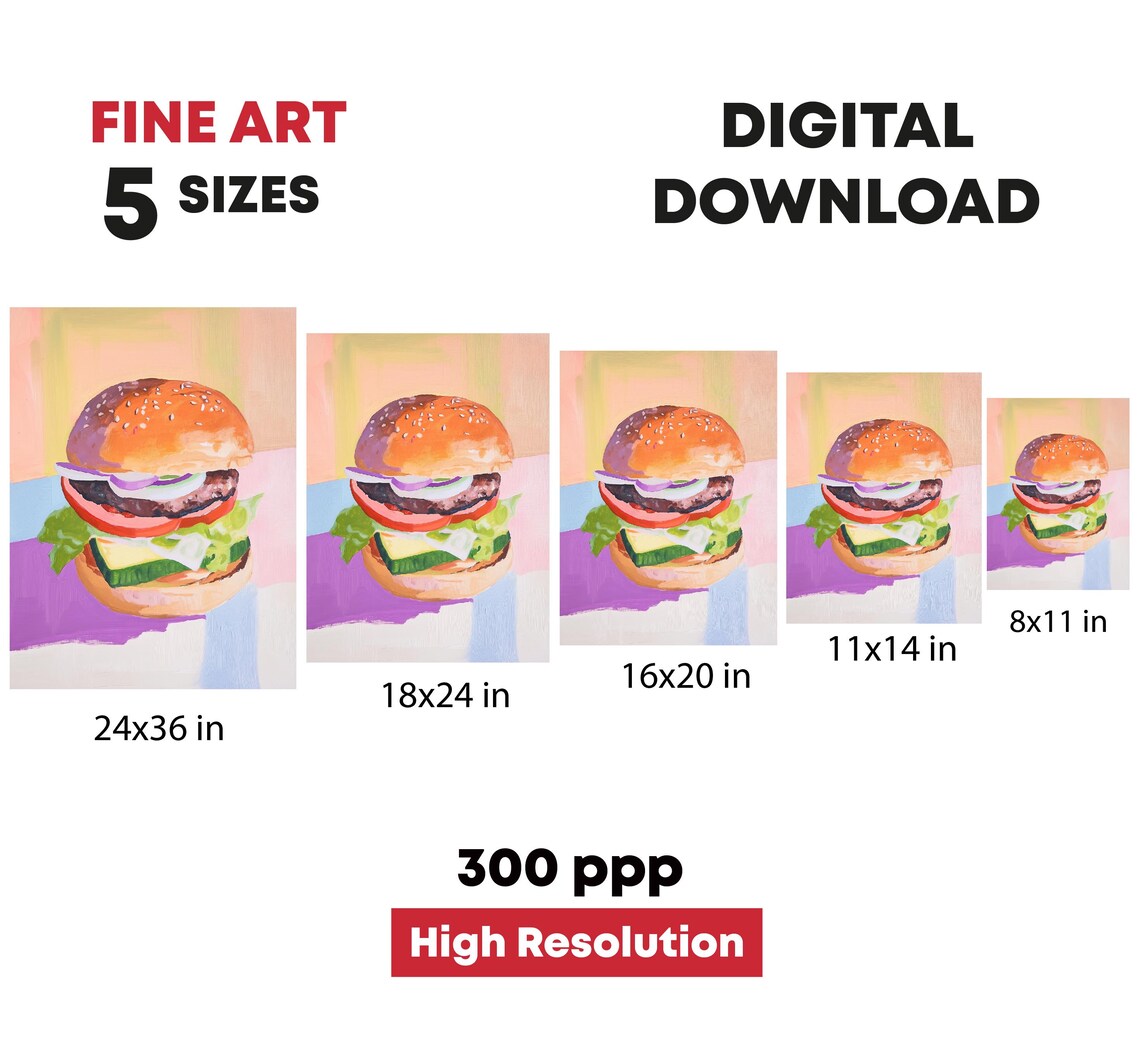 Hamburger and Pastel Macarons Kitchen Art Print - Image 4