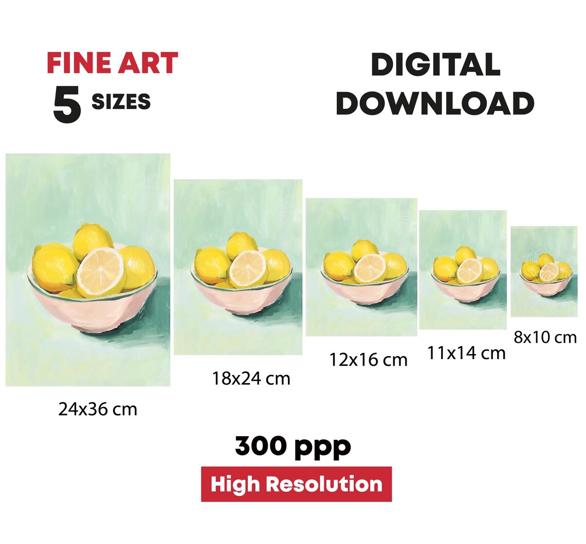 Colorful Lemons Painting Pastel Lemons Wall Art Print Kitchen Decor Impressionist Food - Image 4