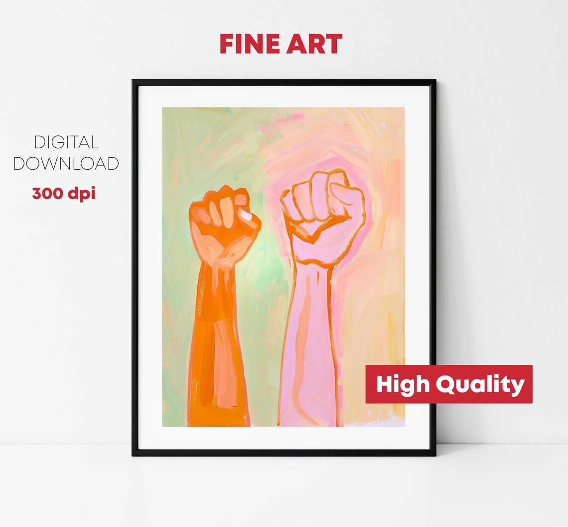 Raised Fists Empowerment Feminist Solidarity Women Rights Art Poster - Image 2