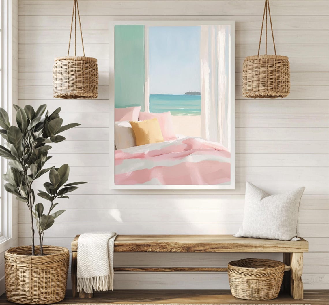 Ocean View Room Art Tropical Decor Summery Design In Pastel Shades For Beach Houses - Image 3