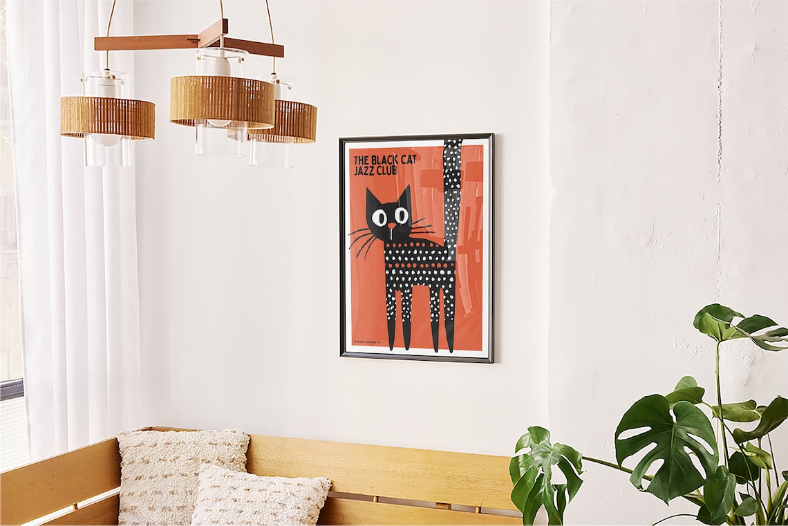Retro Black Cat Jazz Club Poster, Mid-Century Decor - Image 5