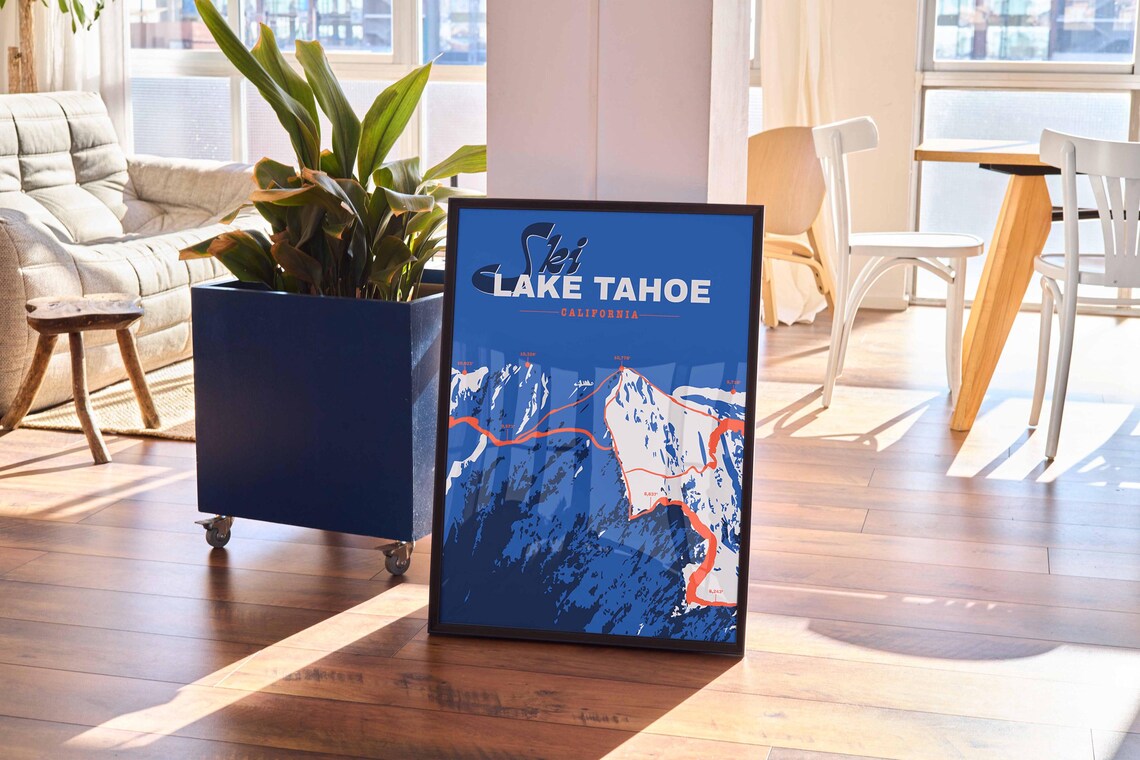 Lake Tahoe Retro Ski Vintage Travel Poster - Image 4