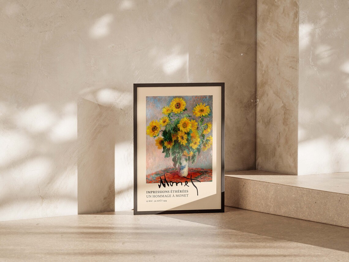 Monet Sunflowers Impressionist Tribute French Exhibition Floral Poster - Image 4