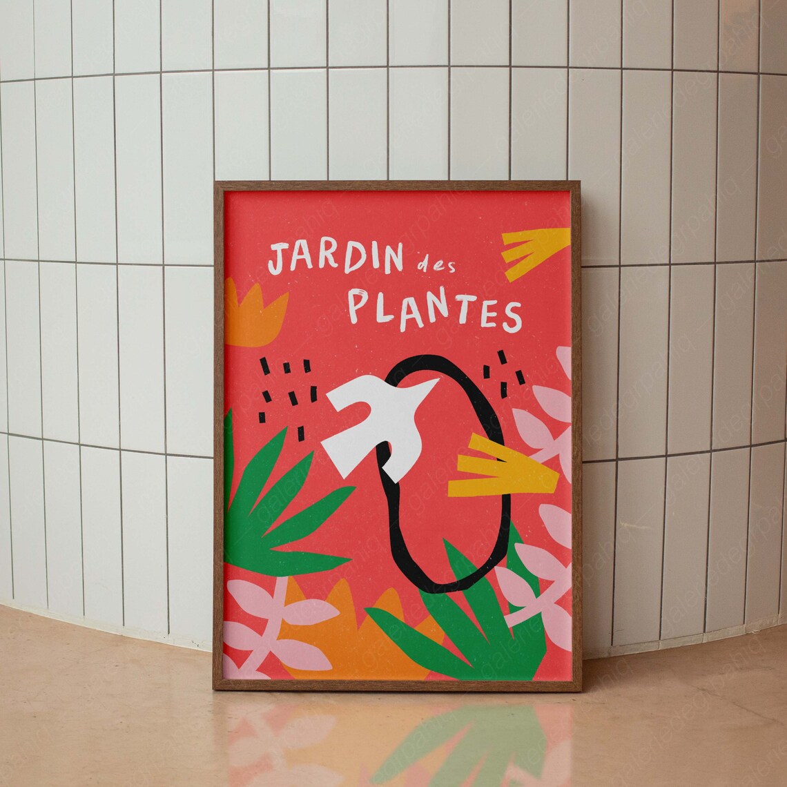 Jardin des Plantes French Cutout Tropical Botanical Bird Art Poster