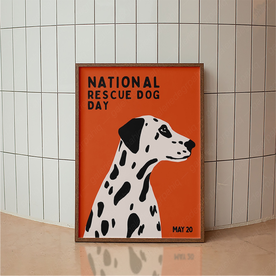 National Rescue Dog Day Dalmatian Orange Retro Dog Lover Art Print