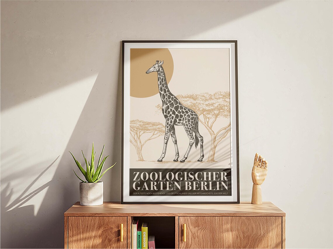 Berlin Zoo Giraffe Poster, Mid-Century Modern Print - Image 3