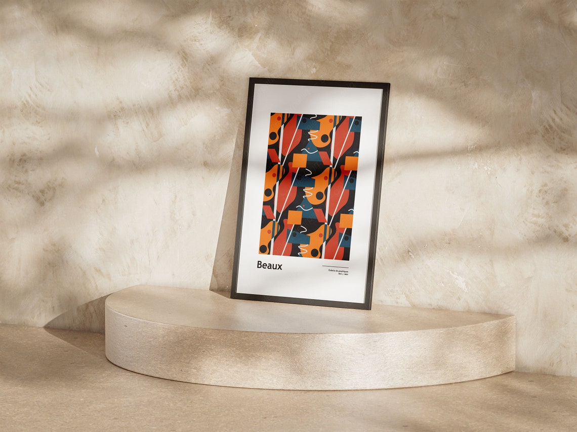 Beaux Galerie Graphiques Abstract Geometric Navy Orange Art Print - Image 5