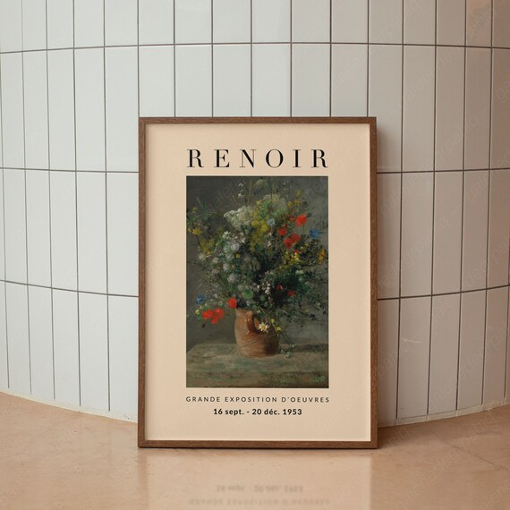 Renoir 1953 Exhibition Wildflower Bouquet Vintage Floral Art Poster