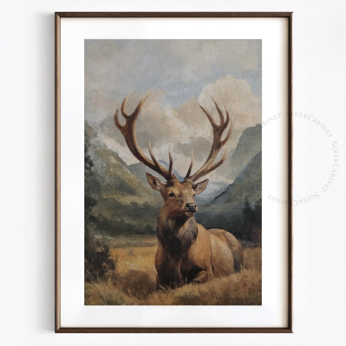 Deer Naturalism Painting Vintage Elk Hunt Art Print - Image 2