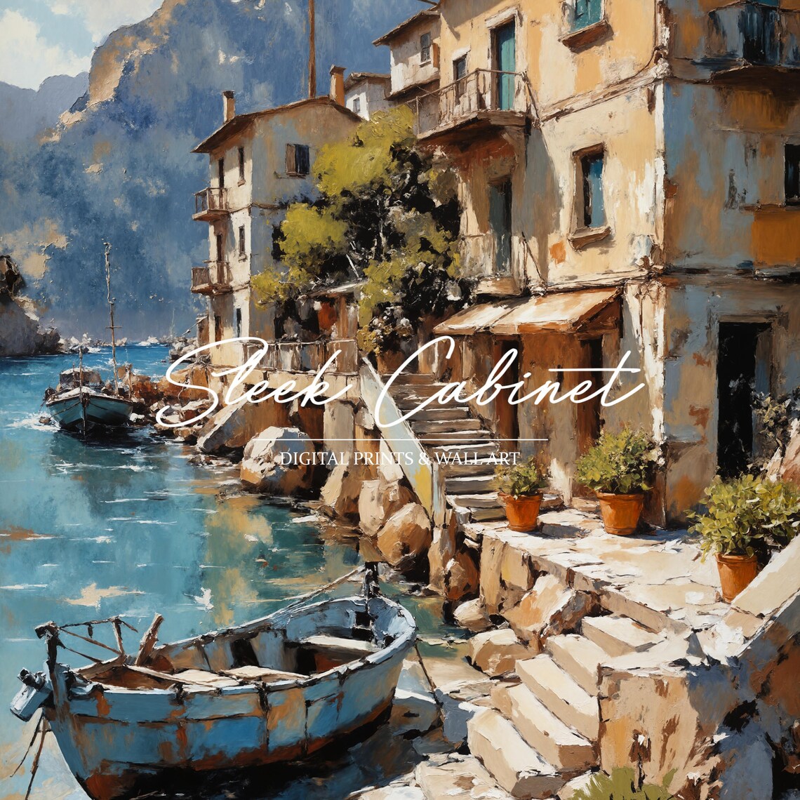 Mediterranean Coastal Italian Village Travel Poster - Image 4