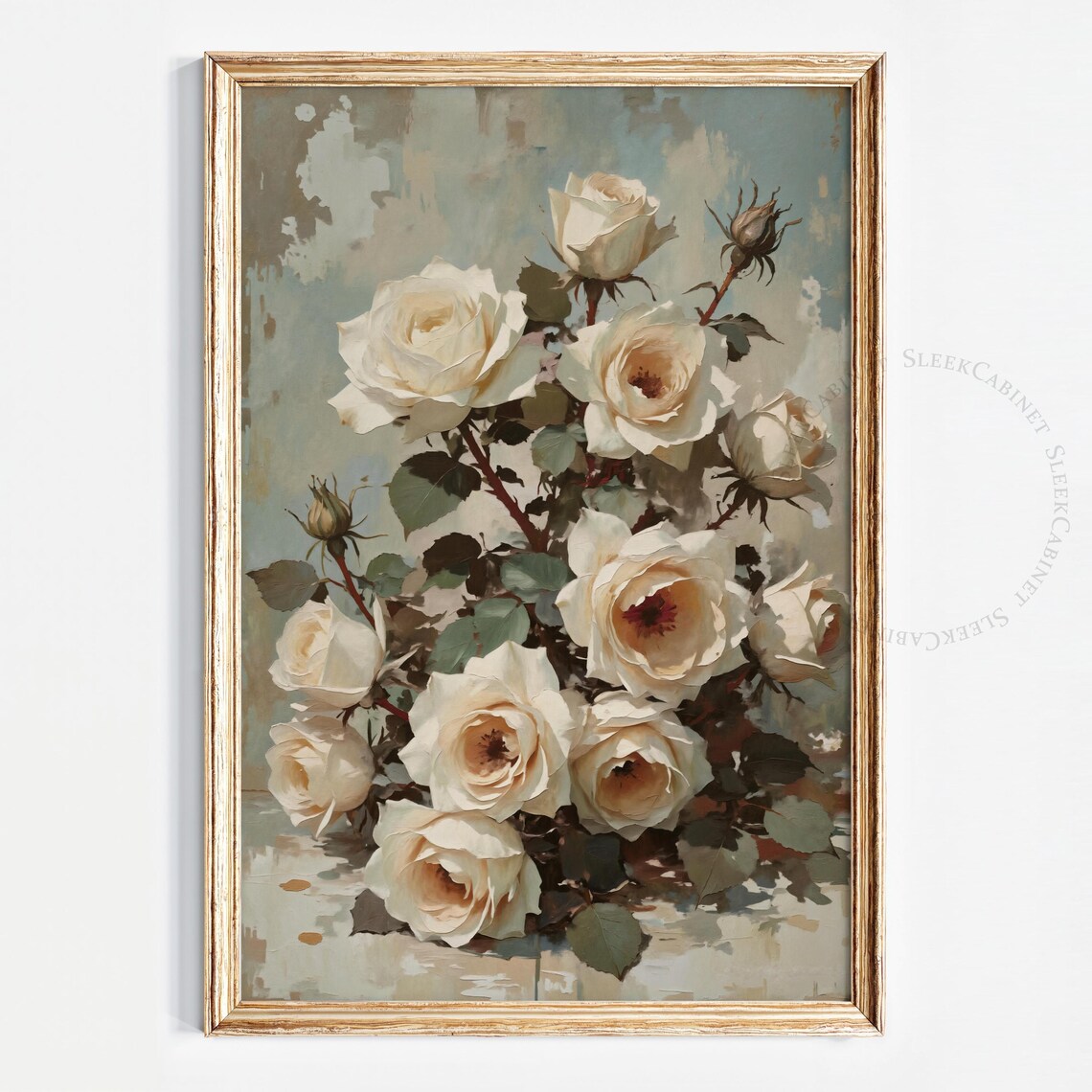 Victorian White Rose Botanical Still Life Art Print - Image 2