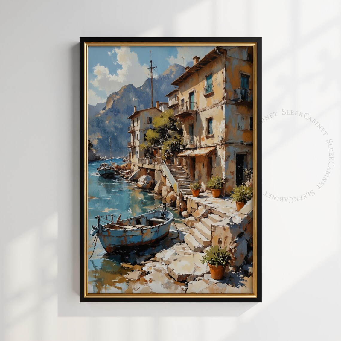 Mediterranean Coastal Italian Village Travel Poster