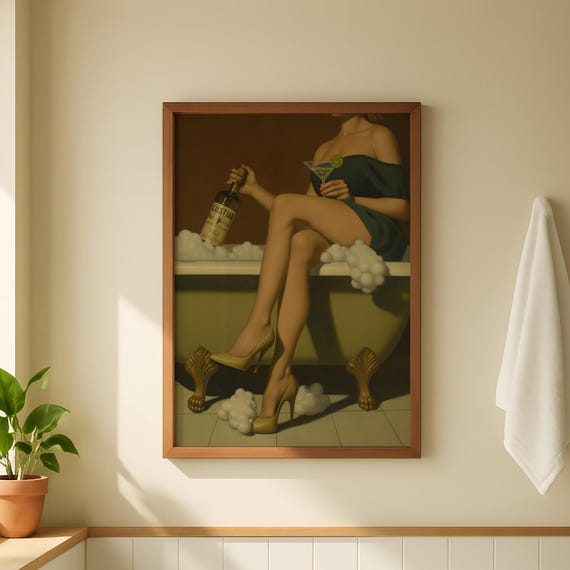 Vintage Western Martini Retro Bathroom Decor