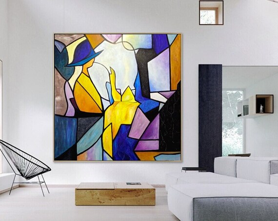 Oil Painting On Abstract Cubism Geometric Art Square Painting Large Abstract Painting Contemporary Modern Art