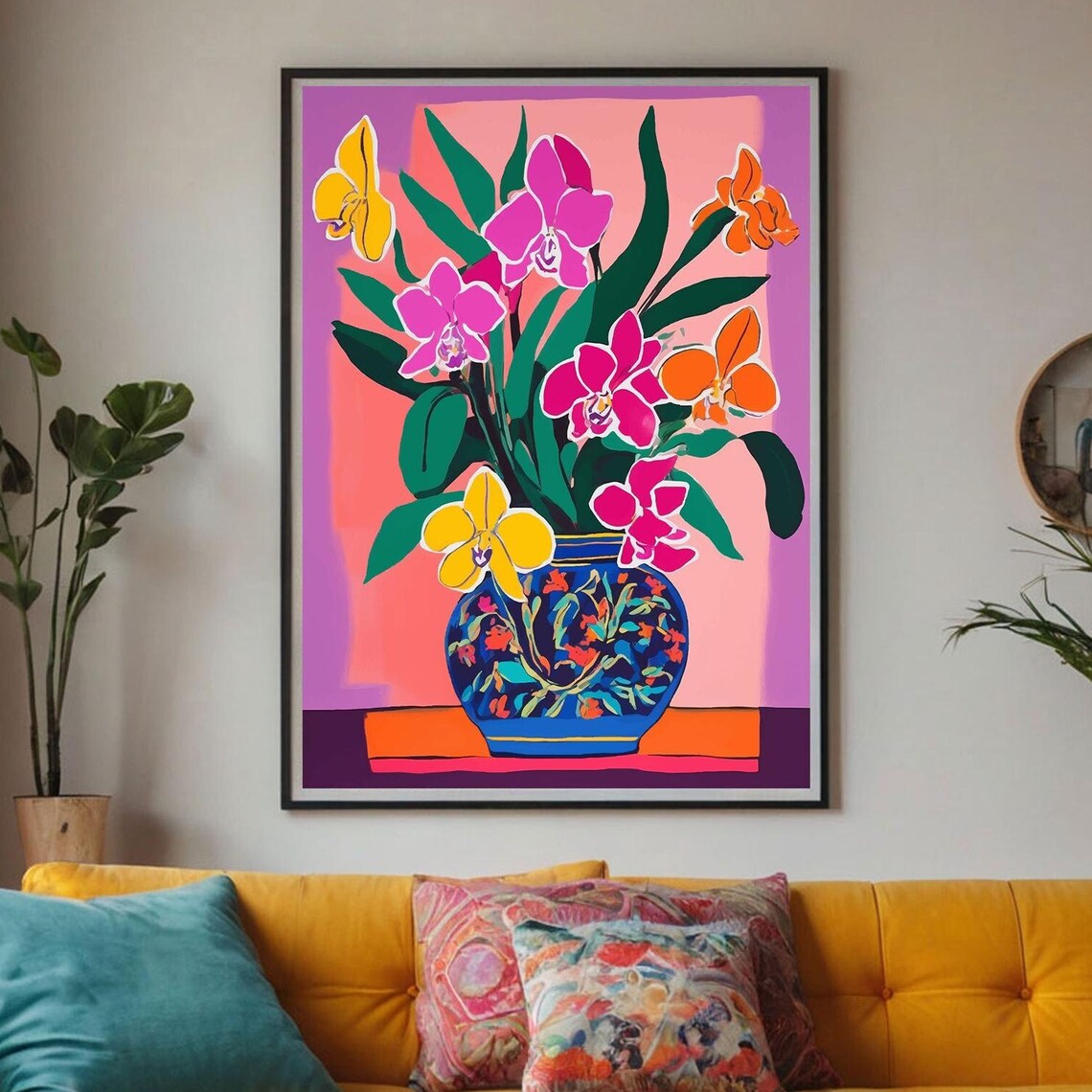 Colorful Floral Botanical Poster, Eclectic Decor Print