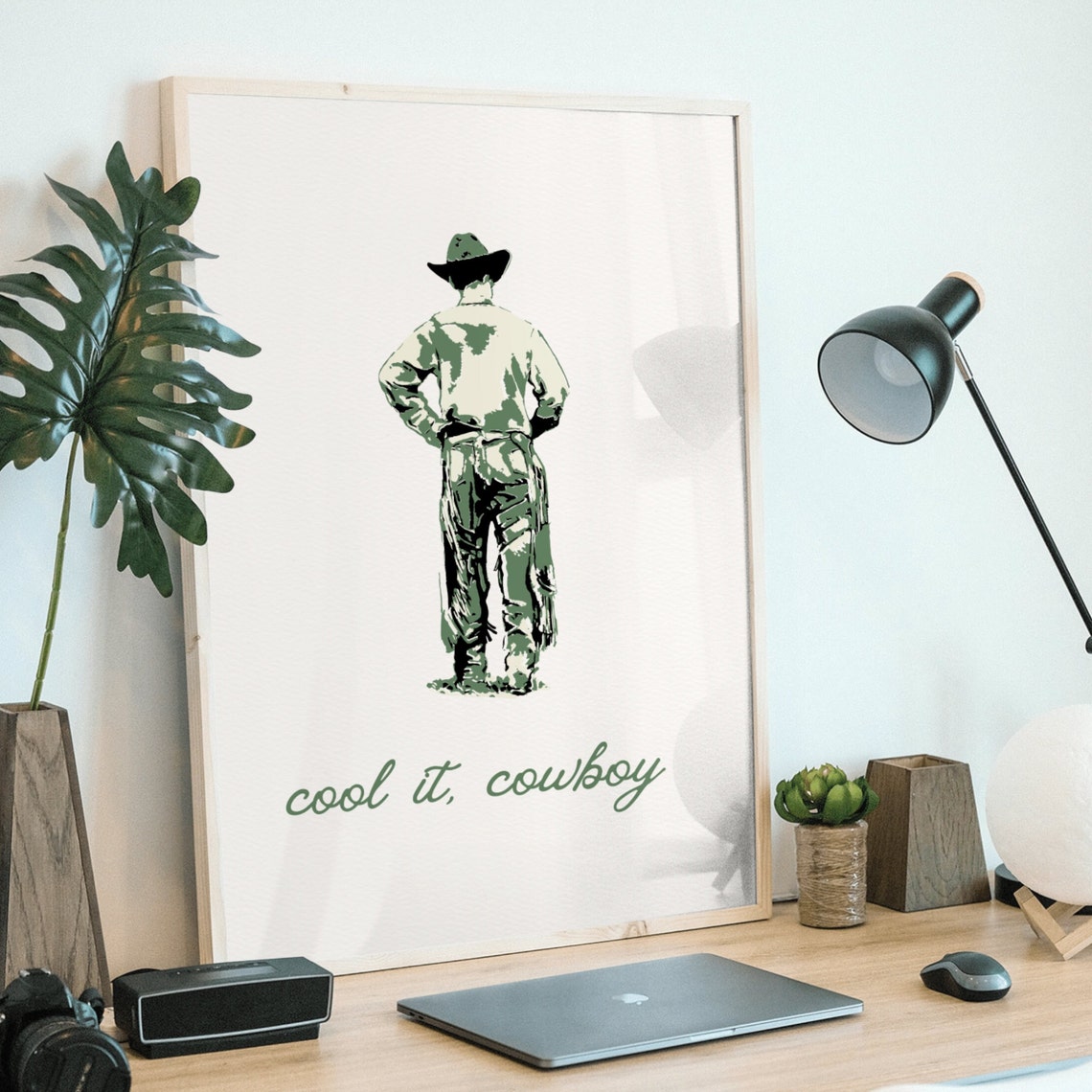 Cool It Cowboy Vintage Western Typography Script Quote Wall Art - Image 4