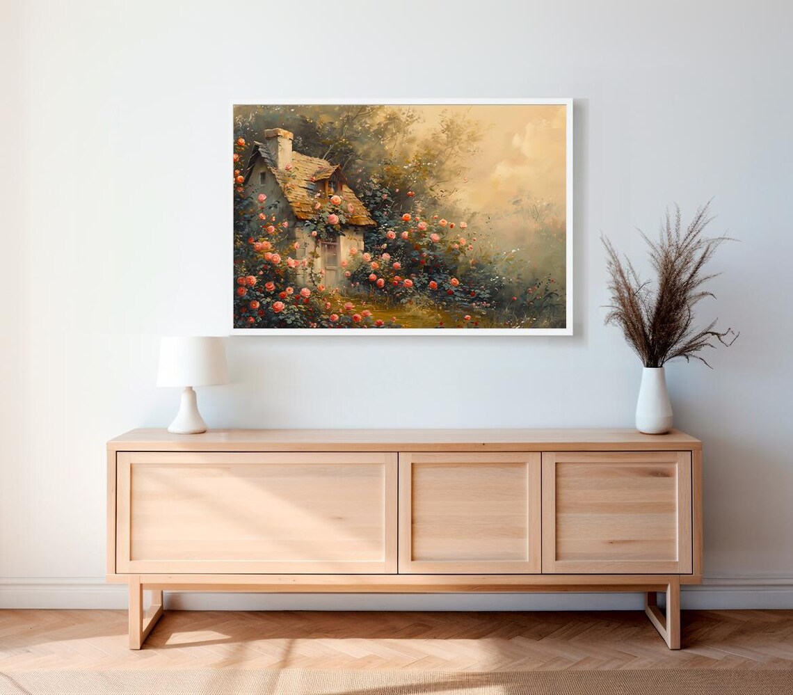 Cottage Rose Garden Vintage Impressionist Art Print - Image 2