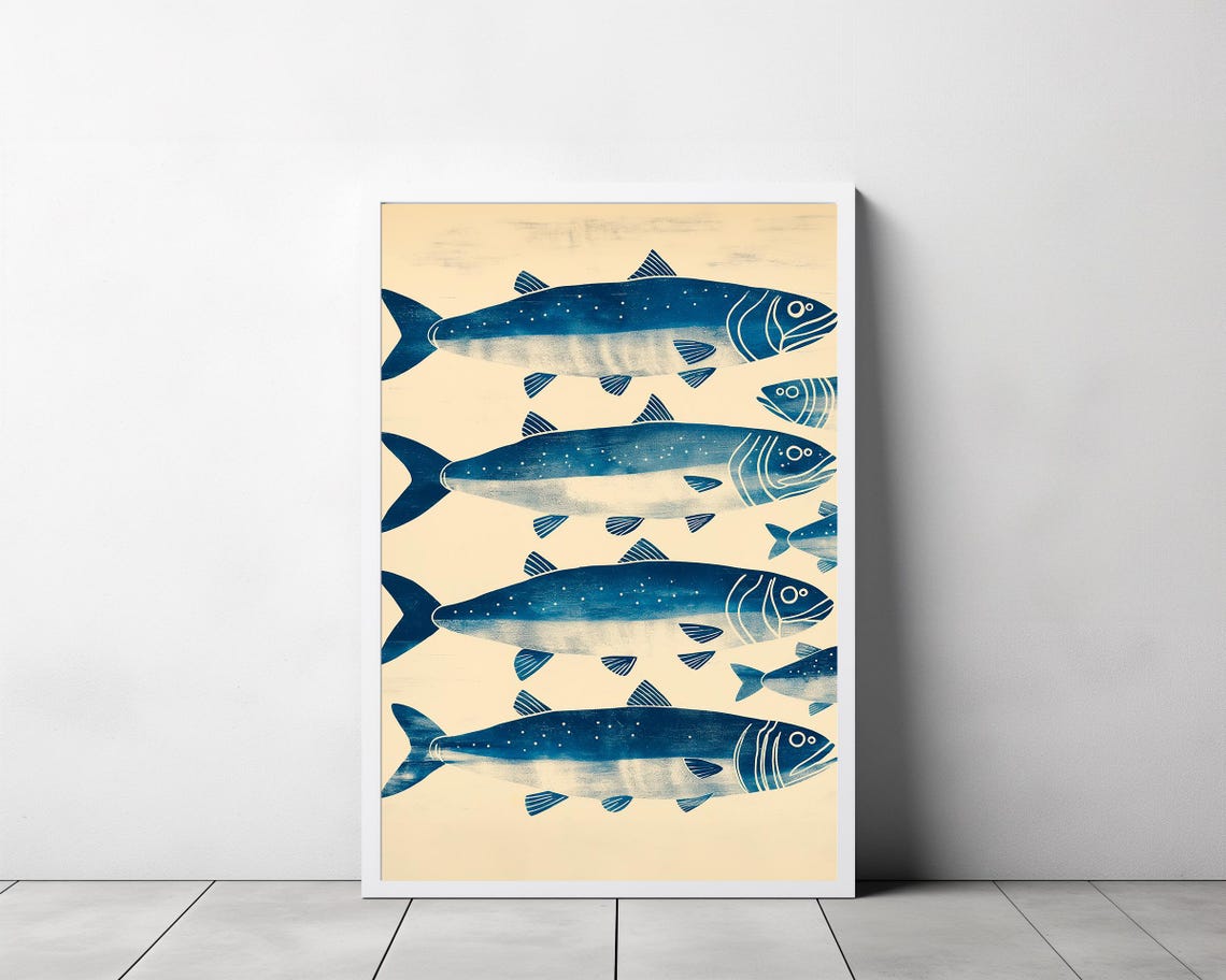Sardines Poster Retro Sardines Wall Art Fish Print Retro Kitchen Print Kitchen Wall Art Fish Wall Art Kitchen Wall Art Retro Decor - Image 3