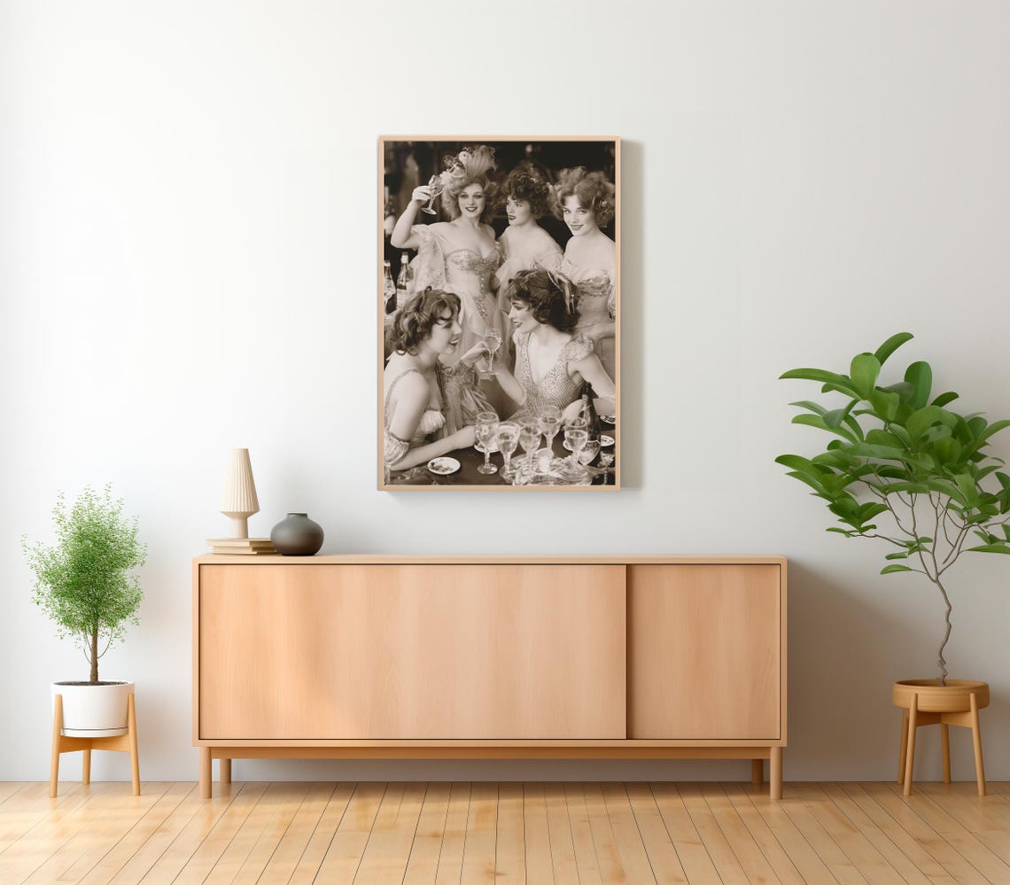 Vintage 1920s Flapper Women Drinking Wine at a Party Photo Poster - Image 2
