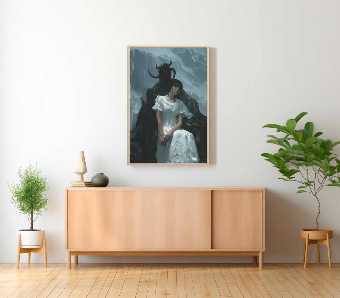 Satan Embrace Woman In White Dress With Dark Demon Gothic Poster - Image 2