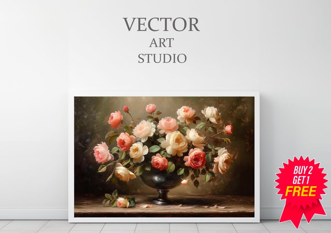 Moody Floral Print Vintage Art Moody Vintage Art - Image 3