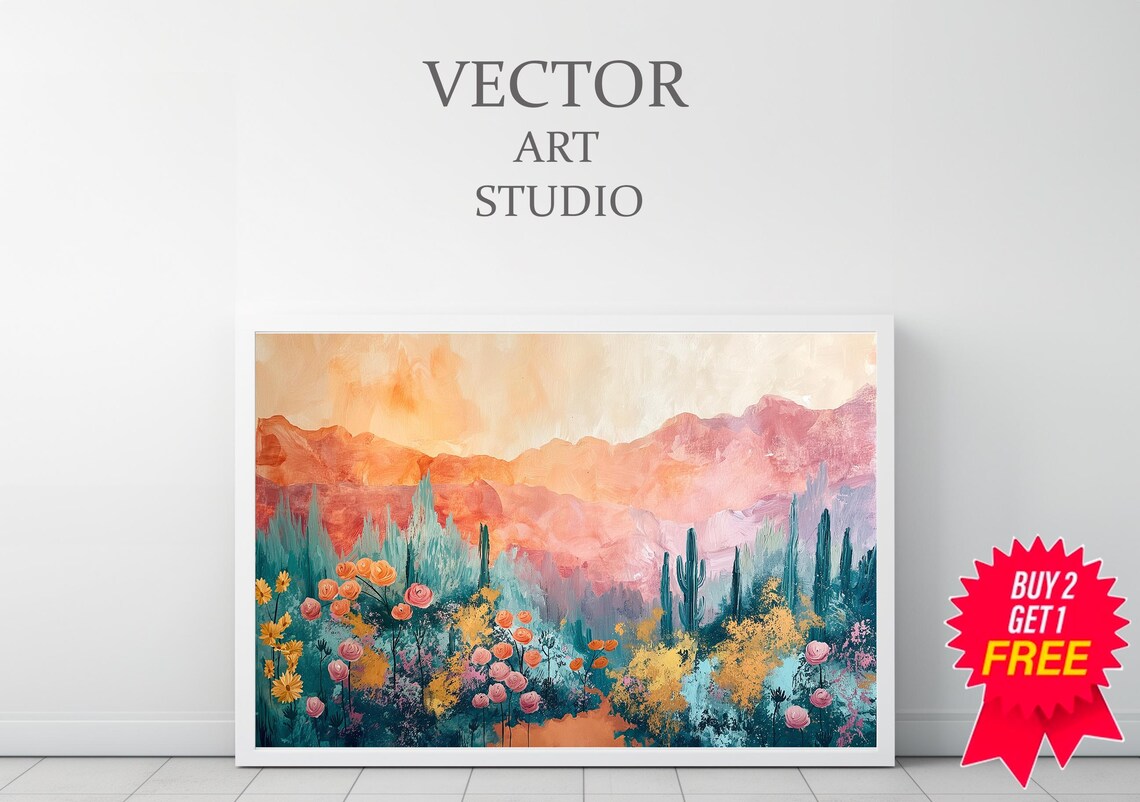 Abstract Desert Landscape, Vintage Art Print - Image 3