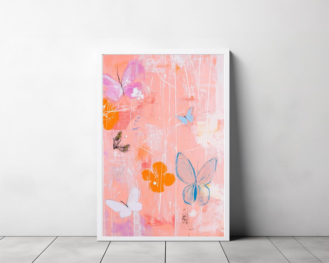 Abstract Giclee Wall Art Colorful Butterfly Art Large Oil Painting Oversize Abstract Art Mid Century Modern Original Art Print - Image 3