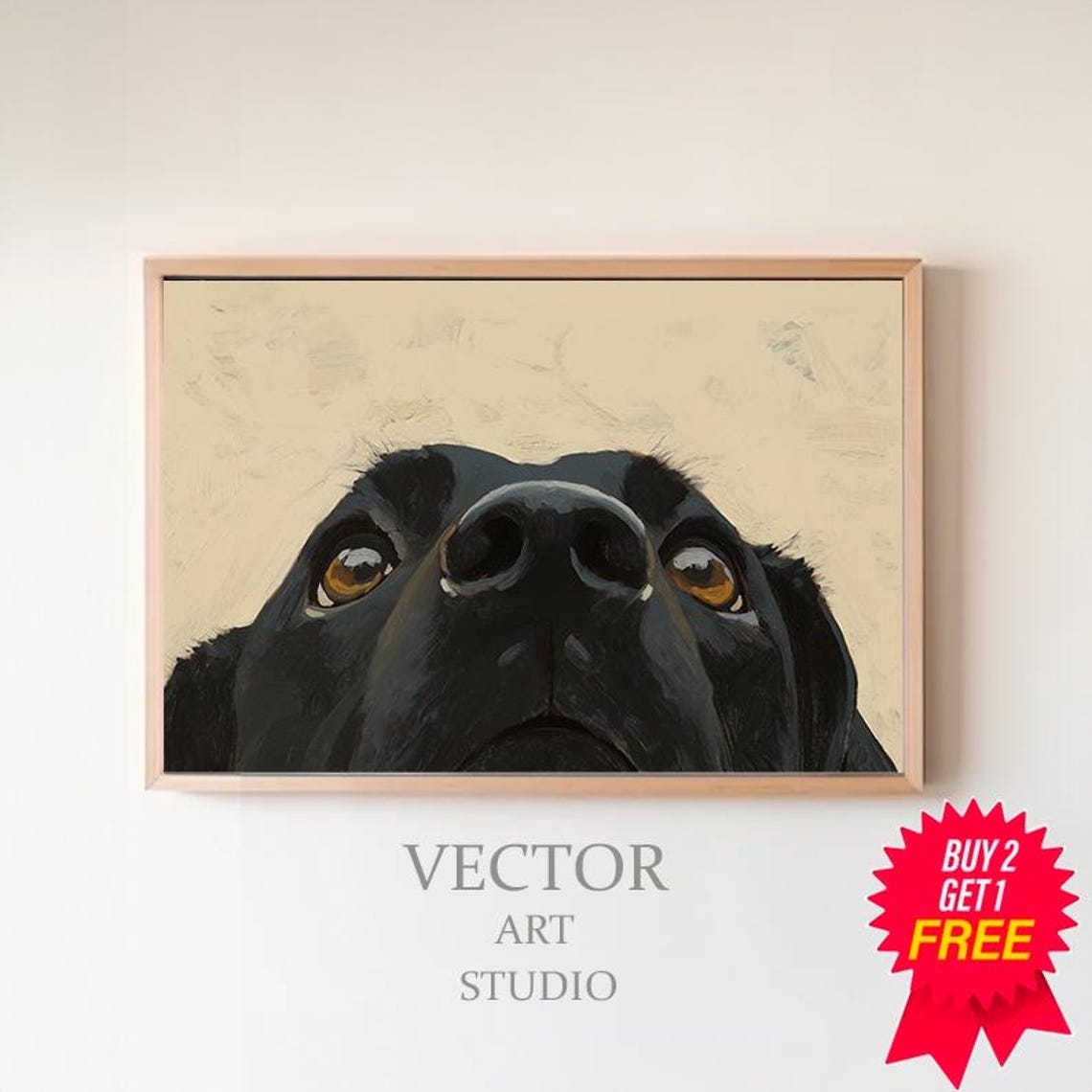 Curious Black Labrador Peeking Up from the Frame Edge Poster