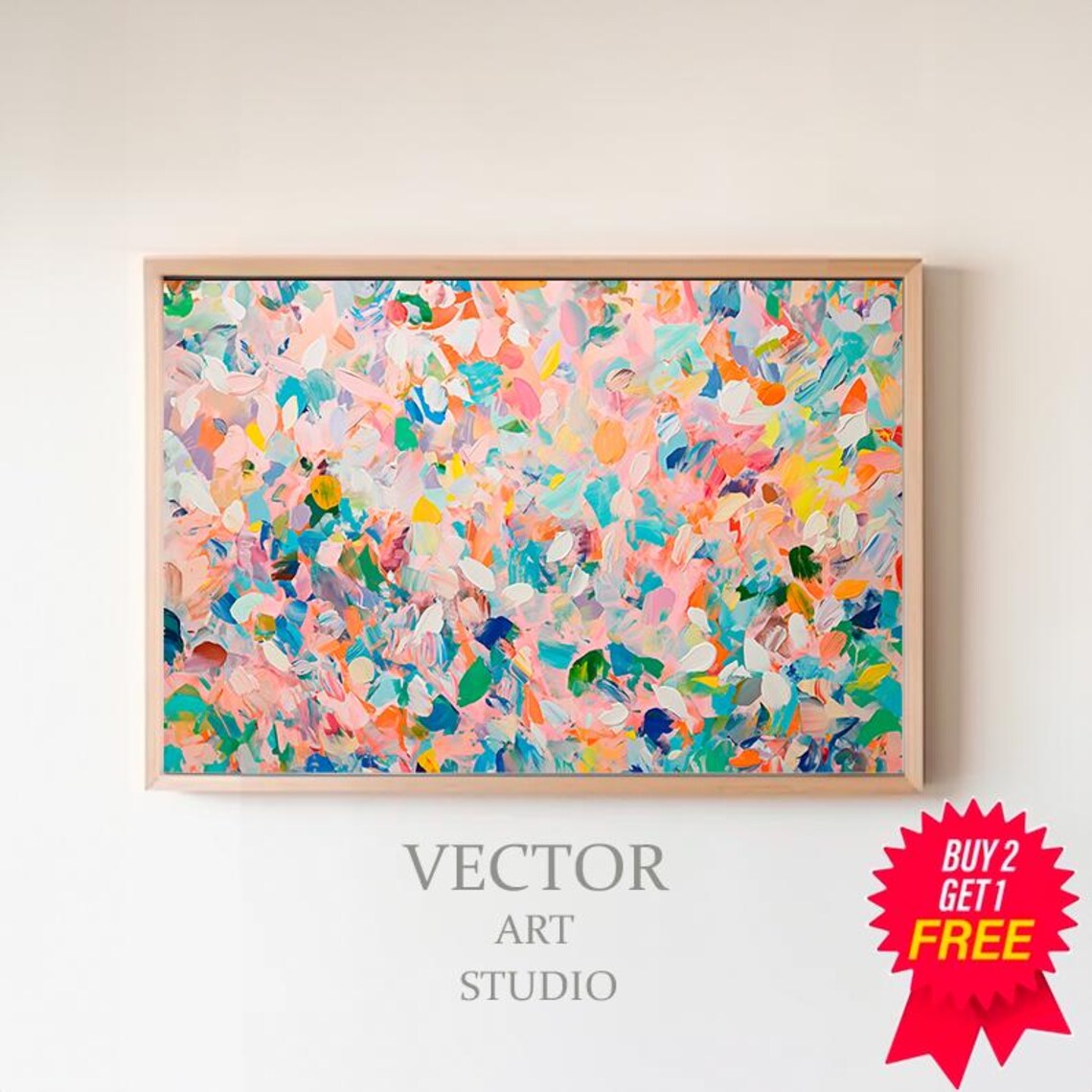 Colorful Bright Abstract Wall Art Print, Modern Contemporary