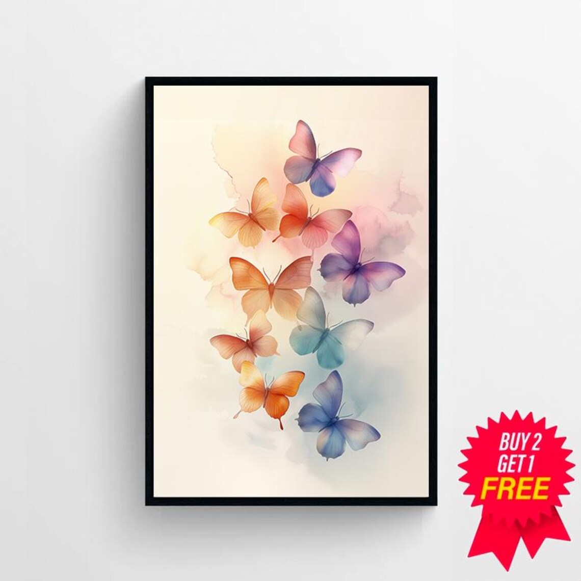 Pastel Butterfly Watercolor Art Print, Tween Room Decor - Image 4