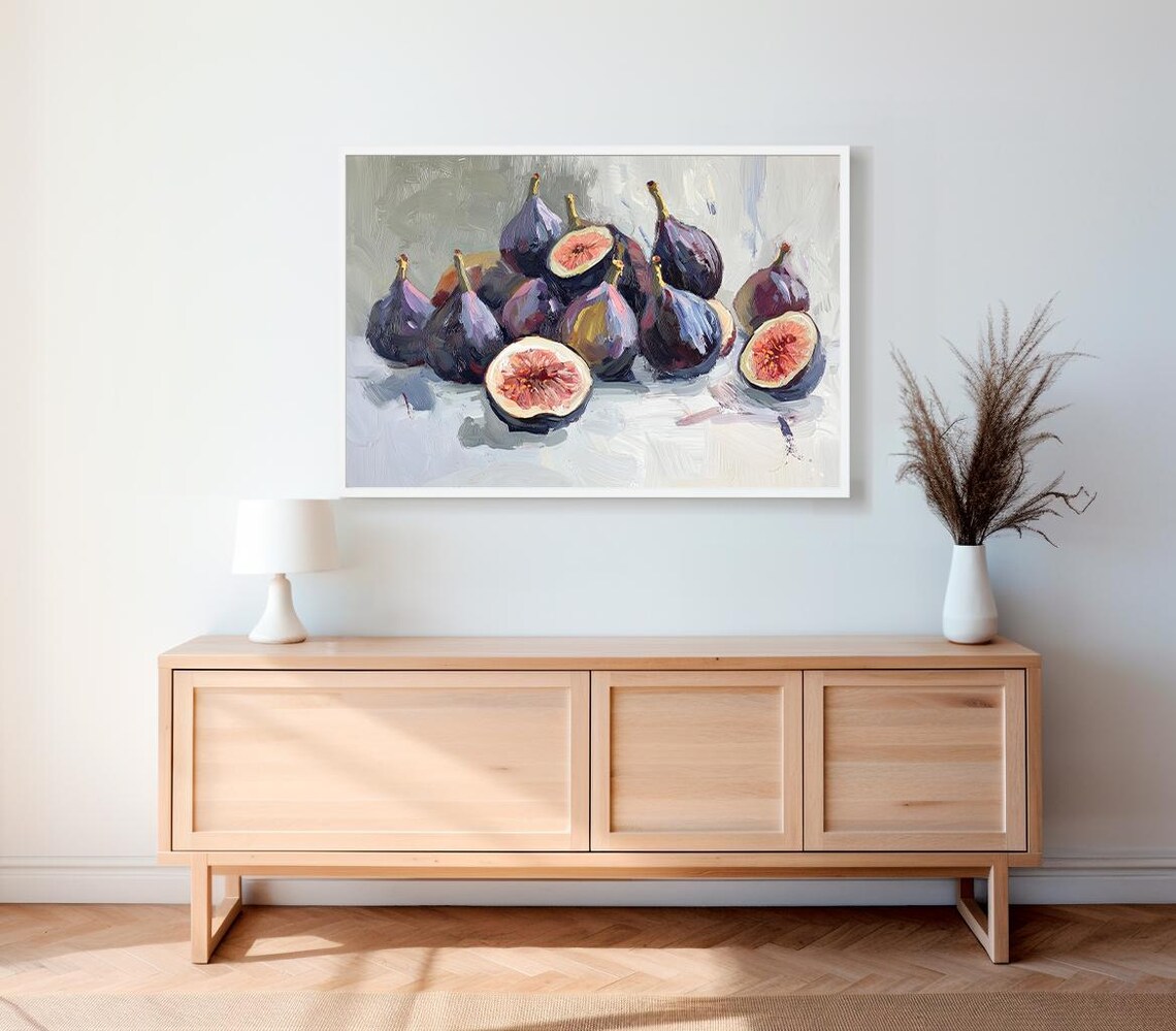 Pile Of Ripe Figs Thick Impasto Still Life Fruit Painting Poster - Image 2