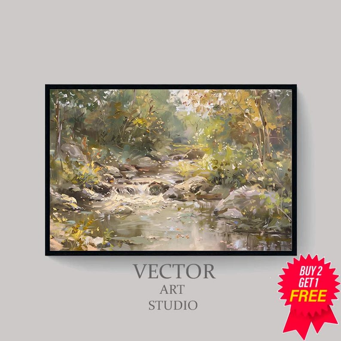Spring Stream Landscape Painting Frame Tv Art Easter Green Earthy Summer Tv Decor Spring Forest River Scenery Screensaver - Image 4