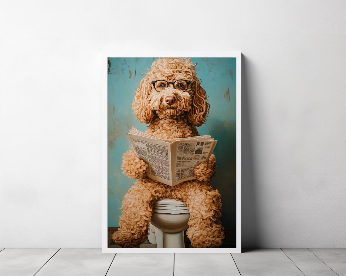 Goldendoodle Auf Toilette Badezimmer Bild Goldendoodle Geschenk Funny Picture Einrichtung Ideen Badezimmer Pets Gifts Wall Art Prints - Image 3