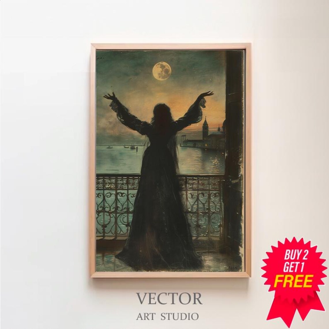 Luna Worship Vintage Gothic Witchcraft Art Print