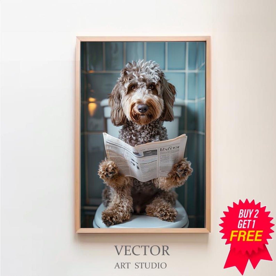 Labradoodle Auf Toilette Und Liest Zeitung Badezimmer Bild Badezimmer Deko Labradoodle Geschenk Einrichtung Ideen Badezimmer Funny Picture