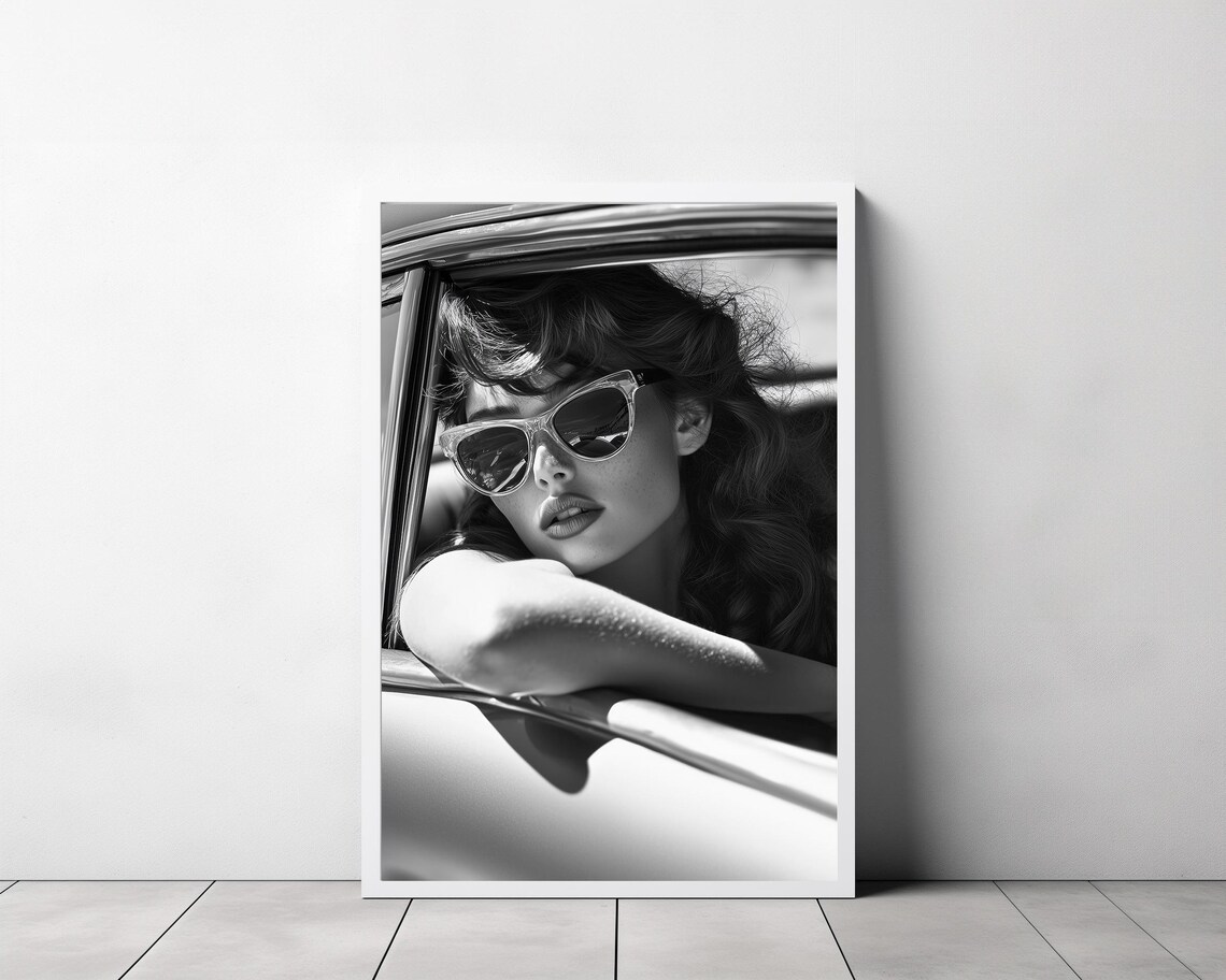 Black And White Fashion Print Feminist Poster Classic Car Print Retro Wall Art Luxury Wall Decor Teen Girl Room Decor - Image 3