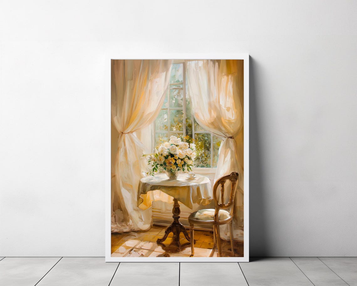Country Oil Painting Vintage Landscape Print Rustic Farmhouse Summer Landscape Balcony Art Print Decor Summer Oil Painting - Image 3