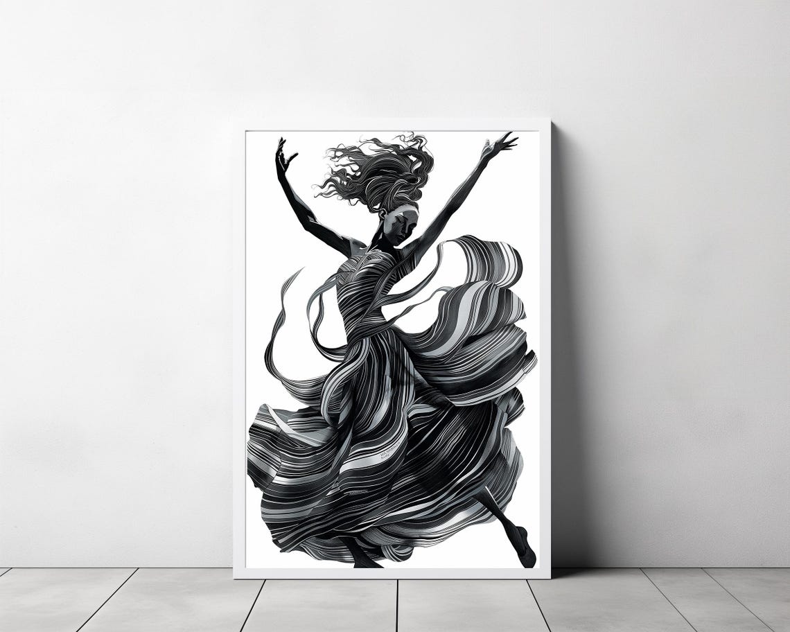 Dance Of Joy Black White Abstract Figure Print Home Decor Minimalist Wall Art For Modern Decor Abstract Art - Image 3