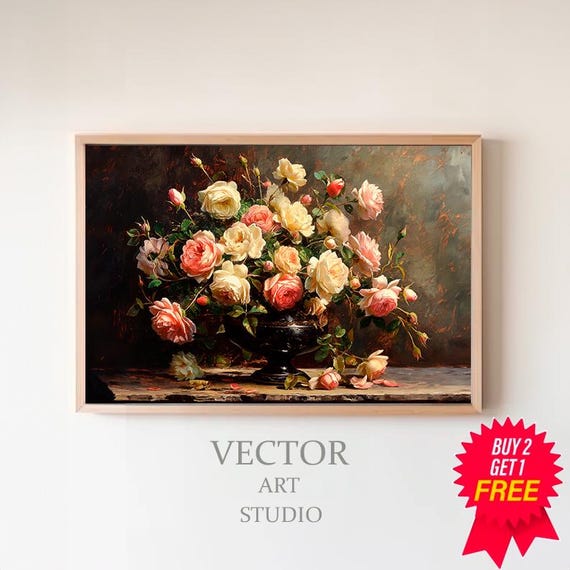 Moody Floral Print Vintage Art Moody Vintage Art